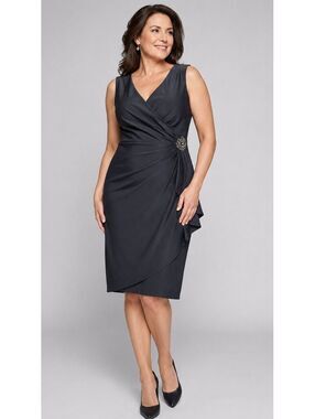 Alex Evenings Sz 14 Cocktail parties Formal Holiday Dress Charcoal (dark gray)